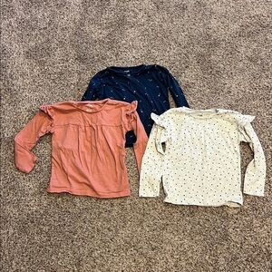 Polka Dot Long Sleeve Shirts - White and Blue
